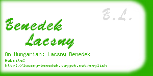 benedek lacsny business card